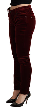 Dolce & Gabbana Bordeaux Red Velvet Skinny Women's Trouser