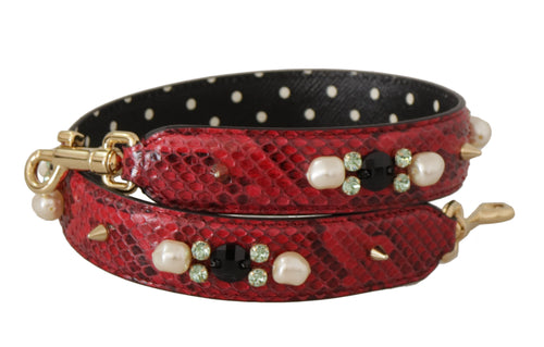 Dolce & Gabbana Elegant Red Python Leather Shoulder Women's Strap