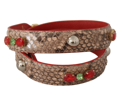 Dolce & Gabbana Chic Brown Python Leather Bag Women's Strap