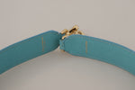 Dolce & Gabbana Elegant Blue Leather Bag Strap with Gold Women's Accents