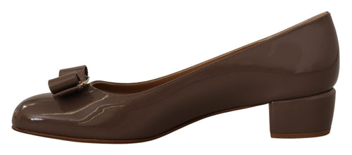 Salvatore Ferragamo Brown Naplak Calf Leather Pumps Women's Shoes