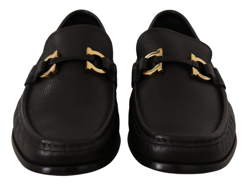 Salvatore Ferragamo Elegant Black Calf Leather Men's Loafers