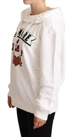 Dolce & Gabbana White L'Amore Hooded Pullover Women's Sweater