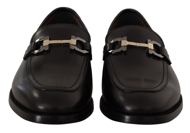 Salvatore Ferragamo Black Calf Leather Moccasin Formal Men's Shoes