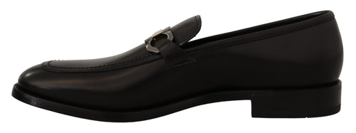 Salvatore Ferragamo Black Calf Leather Moccasin Formal Men's Shoes