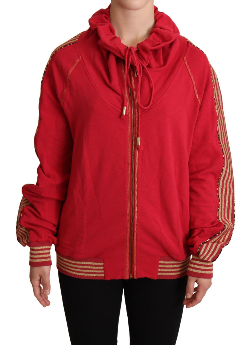 John Galliano Red Full Zip Jacket Sweatshirt Hooded Women's Sweater