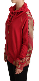 John Galliano Red Full Zip Jacket Sweatshirt Hooded Women's Sweater