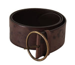 Dolce & Gabbana Elegant Dark Brown Leather Belt with Logo Women's Buckle