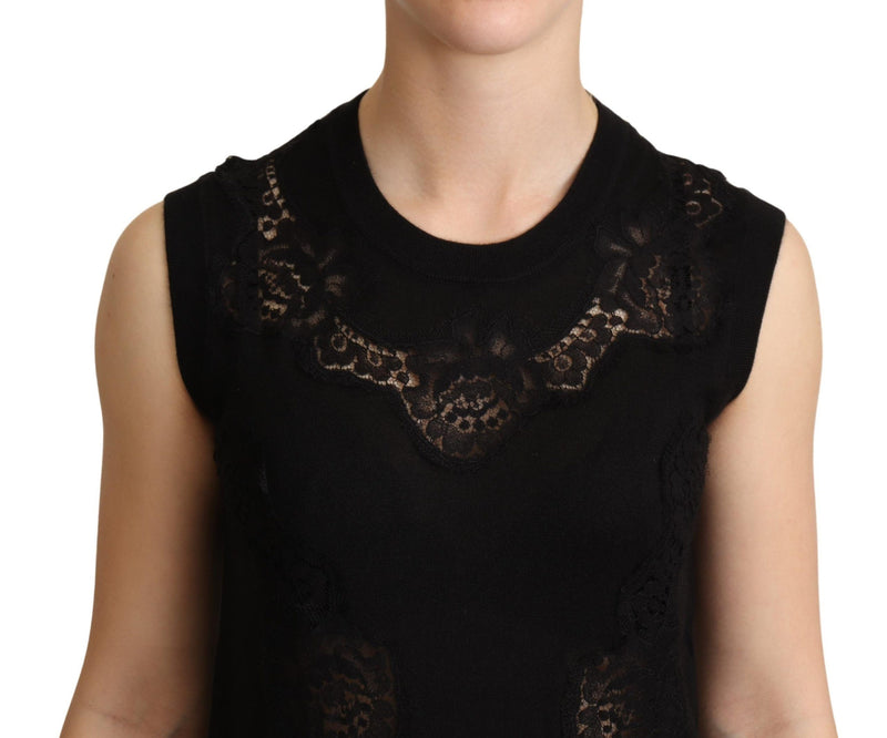 Dolce & Gabbana Black Cashmere Silk Cutout Tank Women's Top