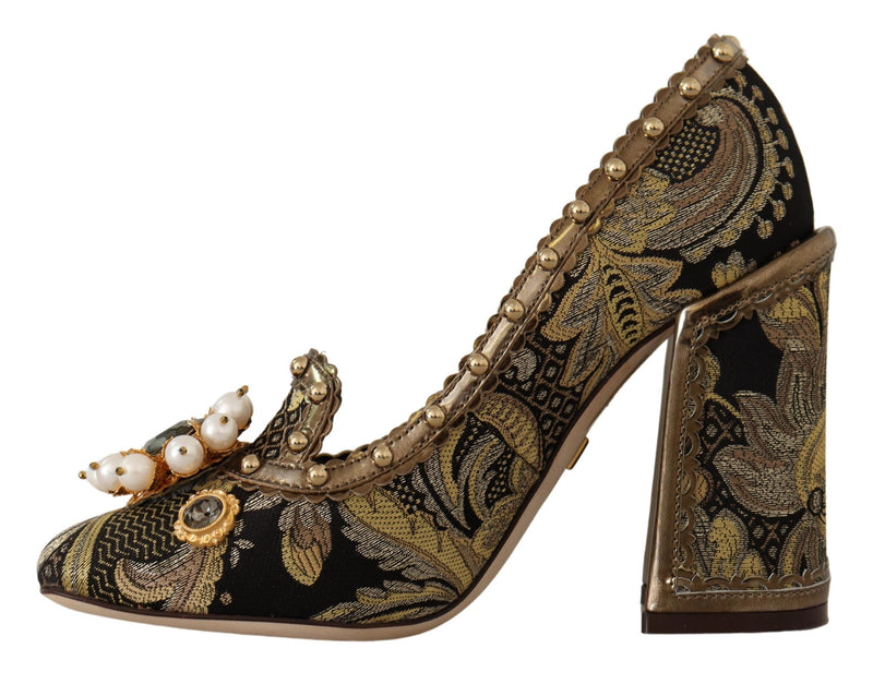 Dolce & Gabbana Elegant Gold Jacquard Brocade Women's Pumps