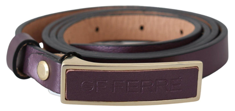 GF Ferre Gold Logo Buckle Waist Leather Skinny Women's Belt