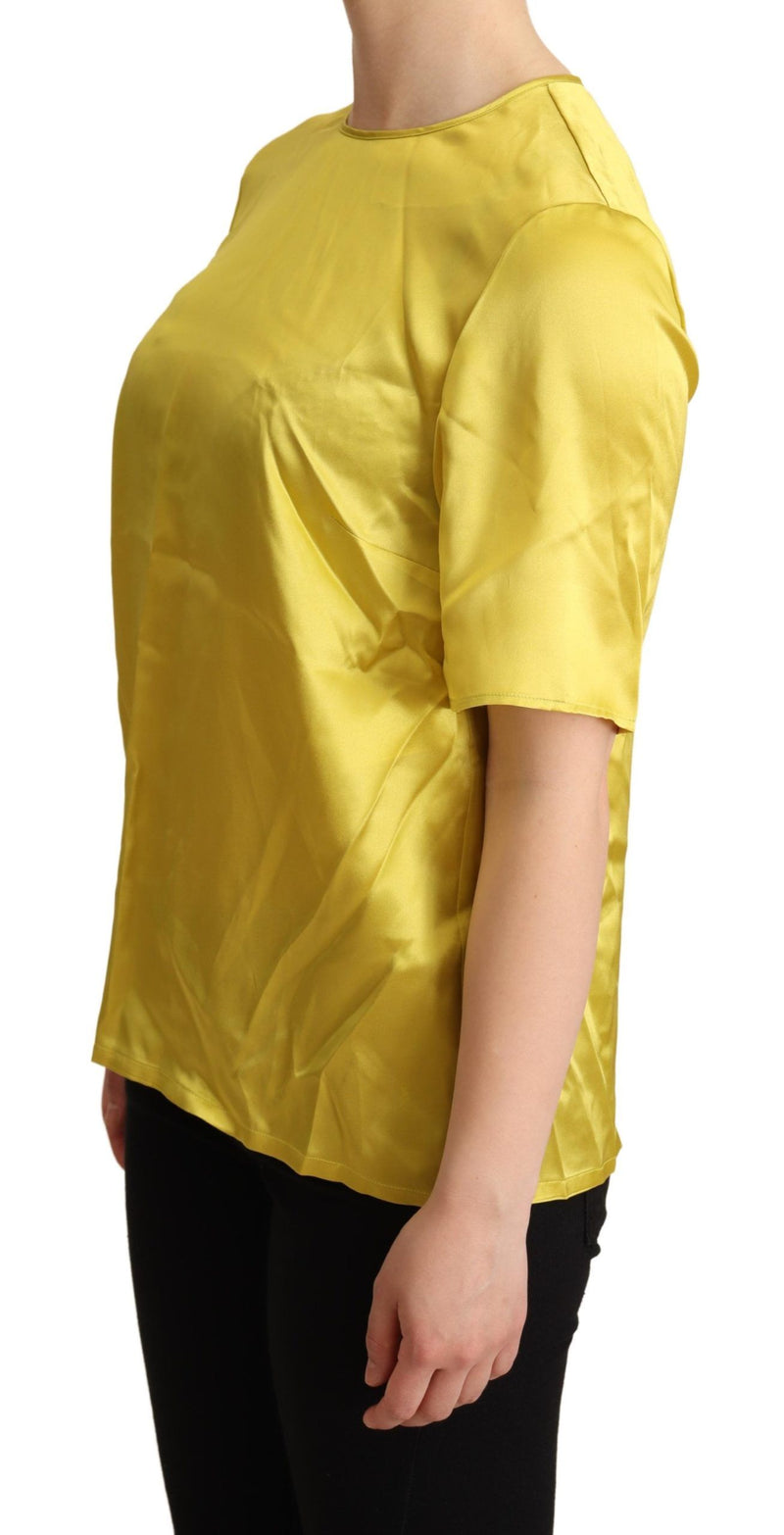 Dolce & Gabbana Yellow Silk Short Sleeve Blouse Women's T-shirt