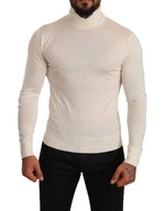 Dolce & Gabbana Ivory Cashmere-Silk Blend Turtleneck Men's Sweater