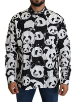 Dolce & Gabbana Panda Print Pure Cotton Shirt - Black Men's White