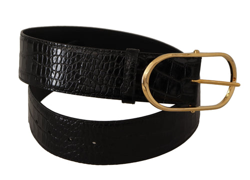 Dolce & Gabbana Chic Black Leather Logo Women's Belt