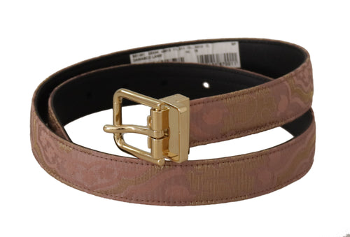 Dolce & Gabbana Chic Rose Pink Leather Belt with Logo Women's Buckle