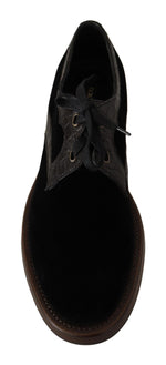 Dolce & Gabbana Elegant Black Velvet &amp; Exotic Leather Dress Men's Shoes