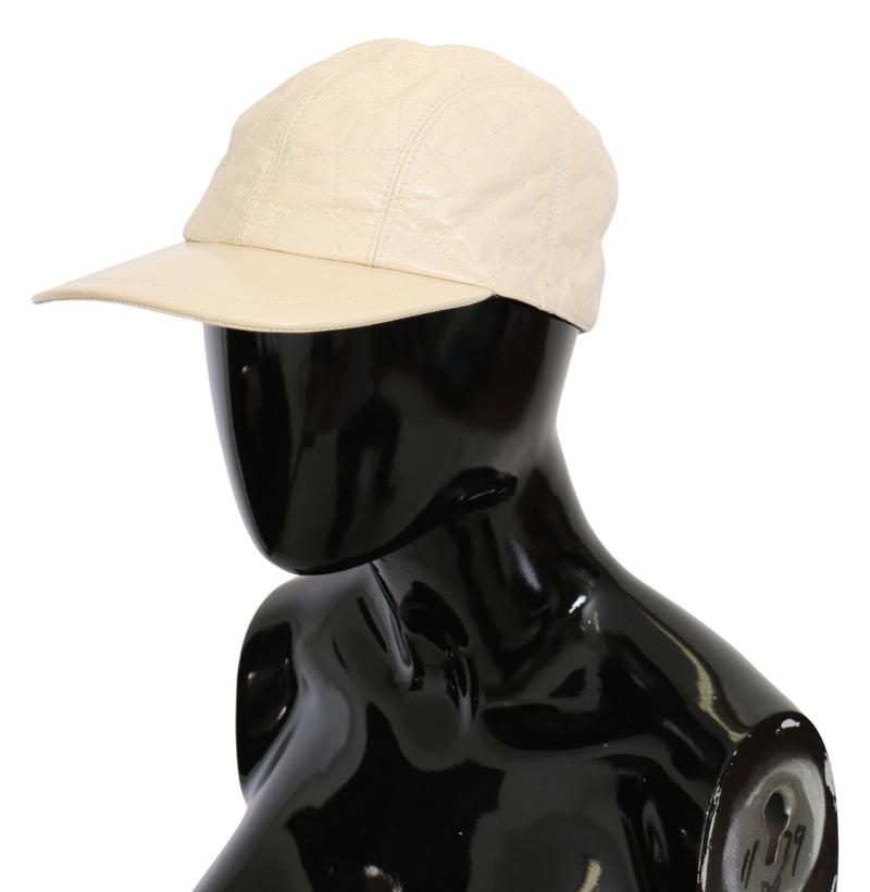Dolce & Gabbana White Lamb Skin 100% Leather Baseball Men's Hat