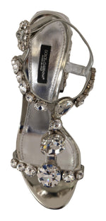 Dolce & Gabbana Crystal-Embellished Silver Leather Women's Pumps