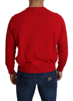 Billionaire Italian Couture Iconic Embroidered Red Wool Men's Sweater