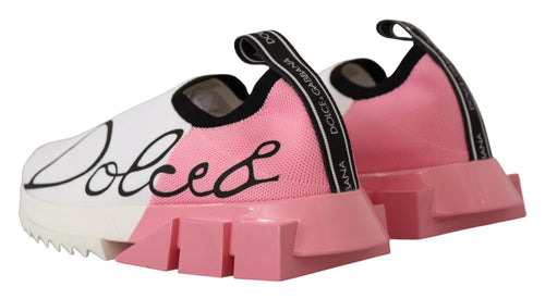 Dolce & Gabbana Elegant Sorrento Slip-On Sneakers in White & Women's Pink