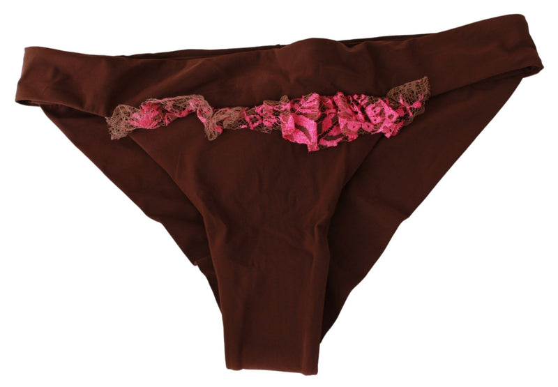 PINK MEMORIES Chic Pink and Brown Two-Piece Women's Swimsuit