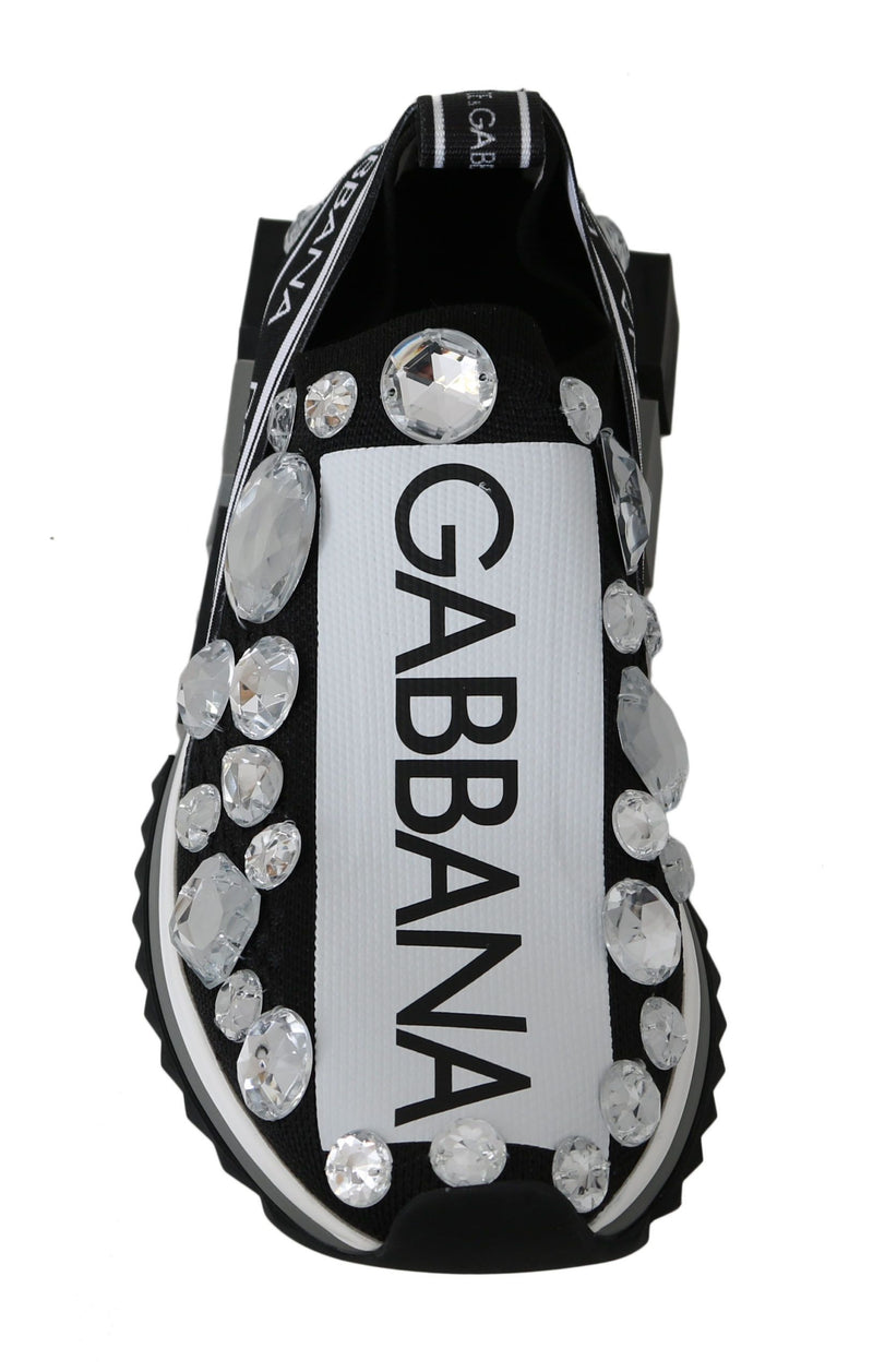Dolce & Gabbana Black White Crystal Women's Sneakers Women's Shoes