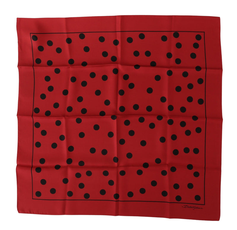 Dolce & Gabbana Red Polka Dots DG Print Square Handkerchief Men's Scarf