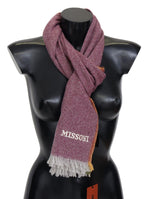 Missoni Chic Maroon Cashmere Scarf with Logo Men's Embroidery