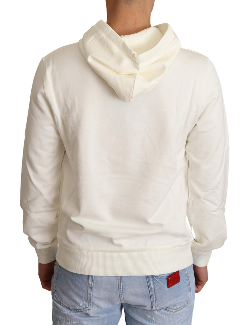 Dolce & Gabbana White King Ceasar Cotton Hooded Men's Sweater