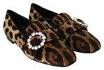Dolce & Gabbana Leopard Print Crystal Embellished Women's Loafers