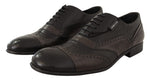 Dolce & Gabbana Brown Lizard Skin Leather Oxford Dress Men's Shoes