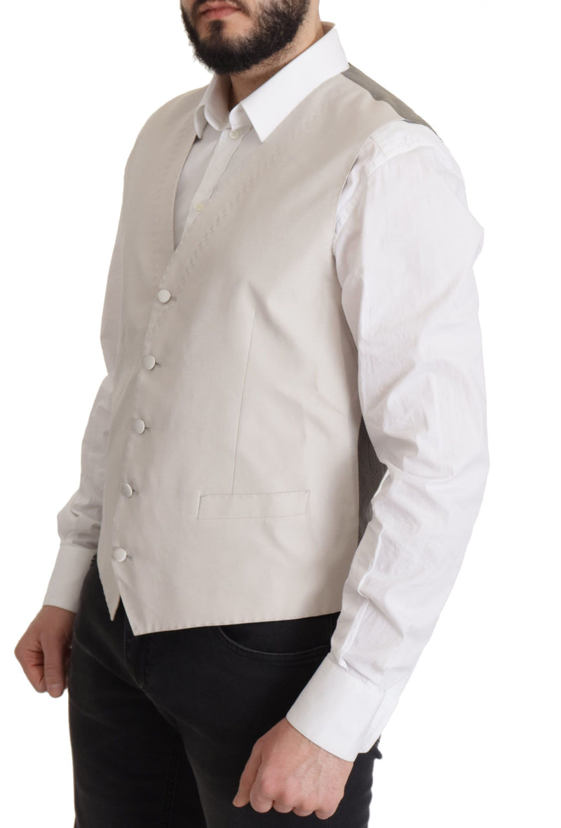 Dolce & Gabbana Elegant Light Gray Silk Blend Suit Jacket Men's Set