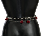 Dolce & Gabbana Elegant Floral Rose Waist Belt in Vibrant Women's Red