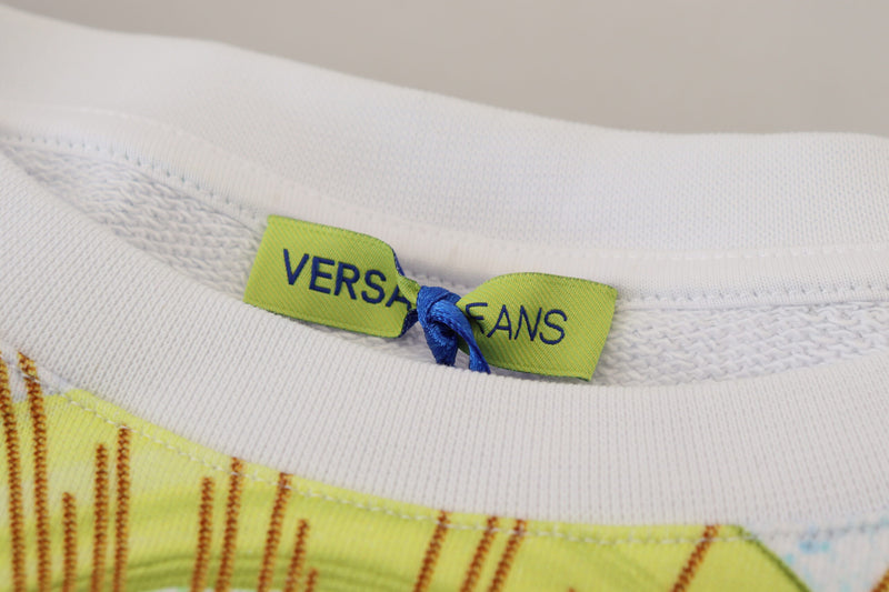Versace Jeans Elegant White Graphic Crew Neck Women's Sweater