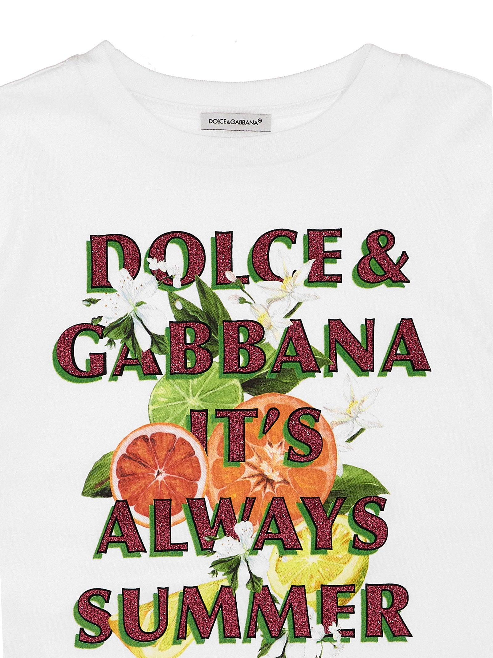 Dolce & Gabbana Girl's Glitter Print T-Shirt