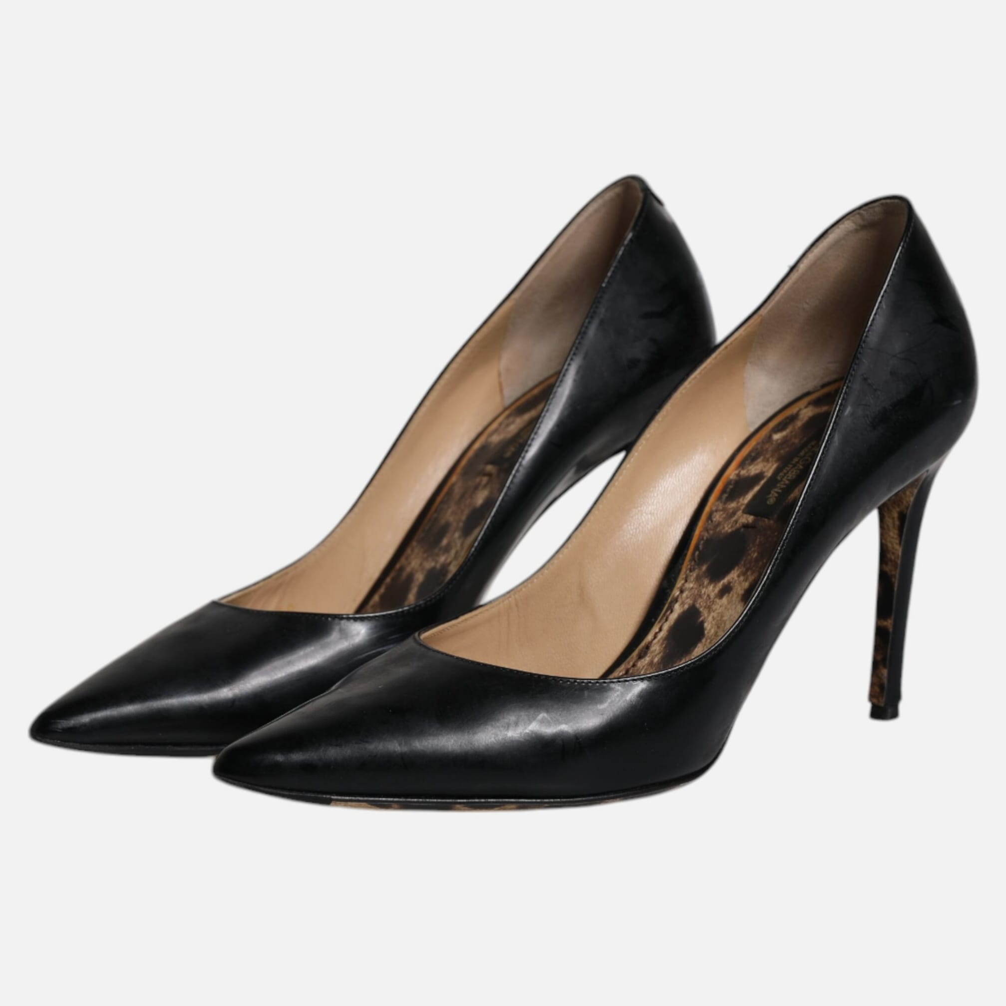 Dolce & Gabbana Black Calf Leather Stiletto Heels Pumps Women's Shoes (Pre-Owned)