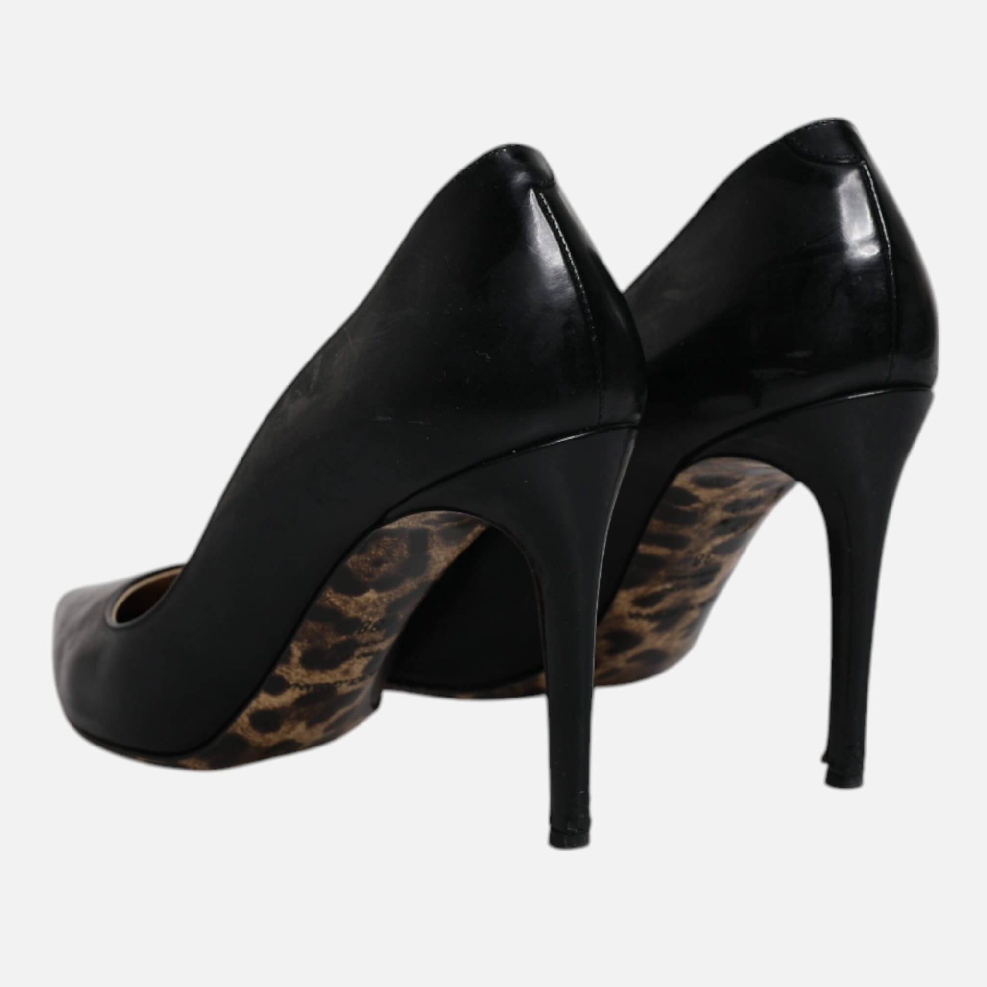 Dolce & Gabbana Black Calf Leather Stiletto Heels Pumps Women's Shoes (Pre-Owned)