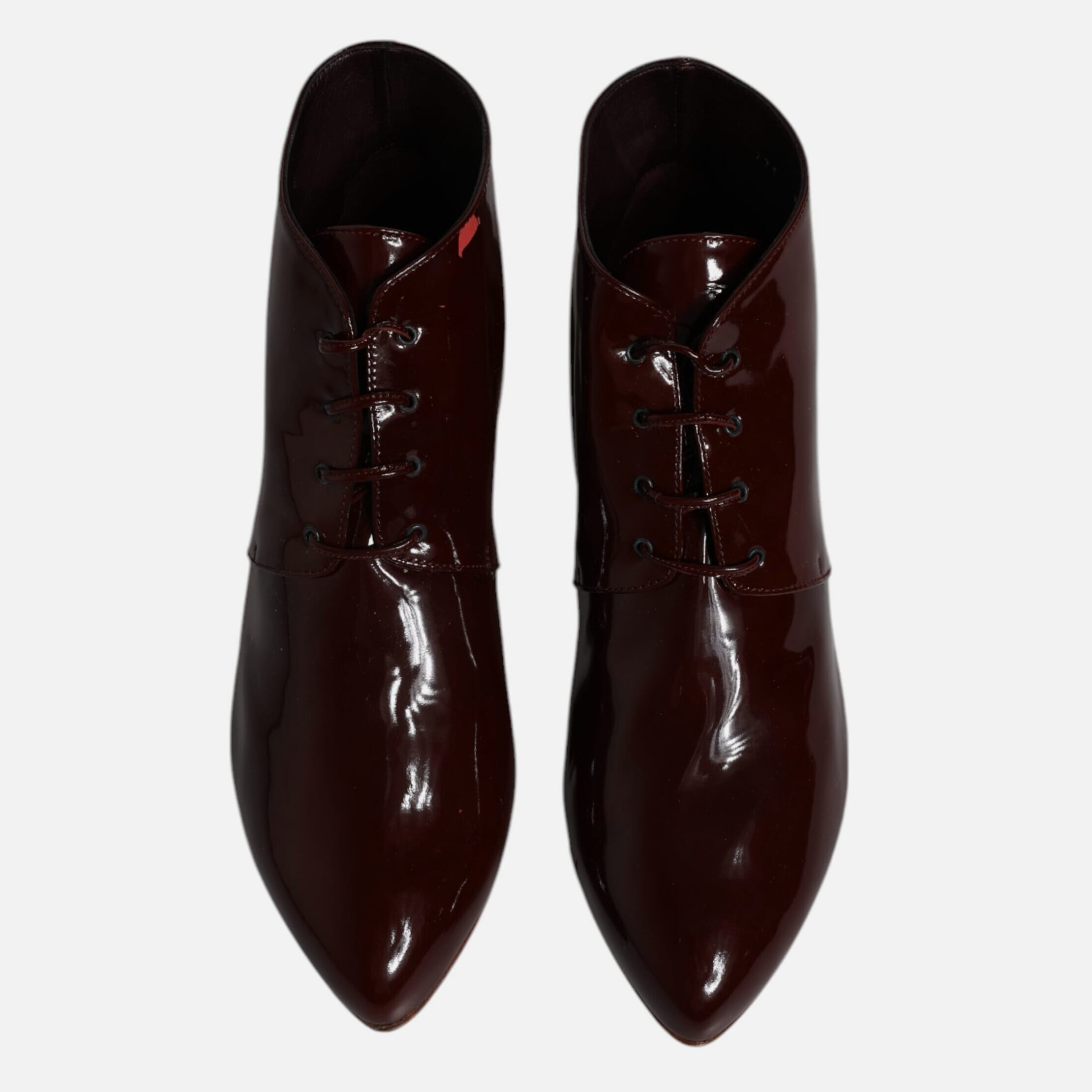 Dolce & Gabbana Maroon Leather Lace Up Ankle Boots Women's Shoes (Pre-Owned)