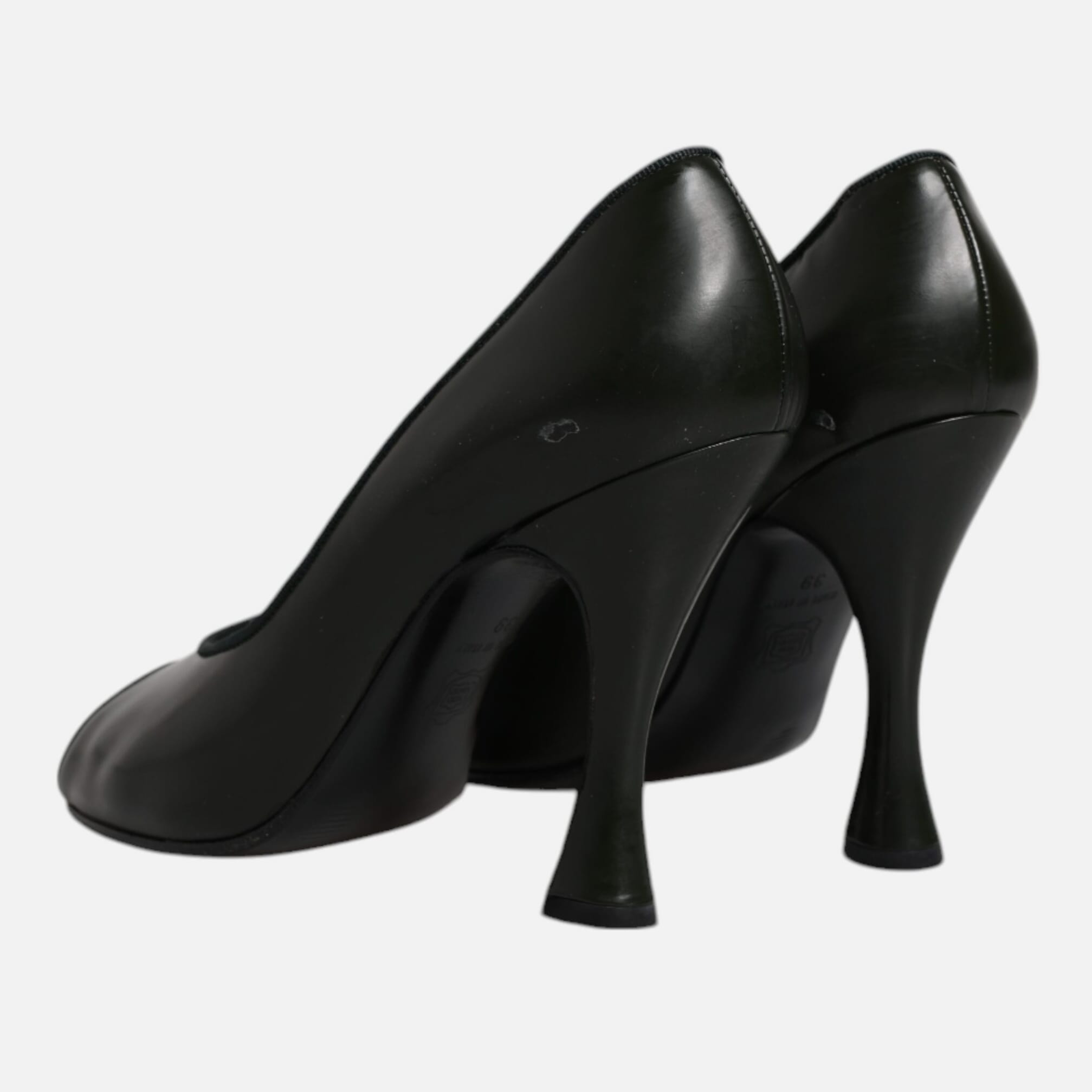 Dolce & Gabbana Green Leather Peep Toe Heels Pumps Women's Shoes (Pre-Owned)