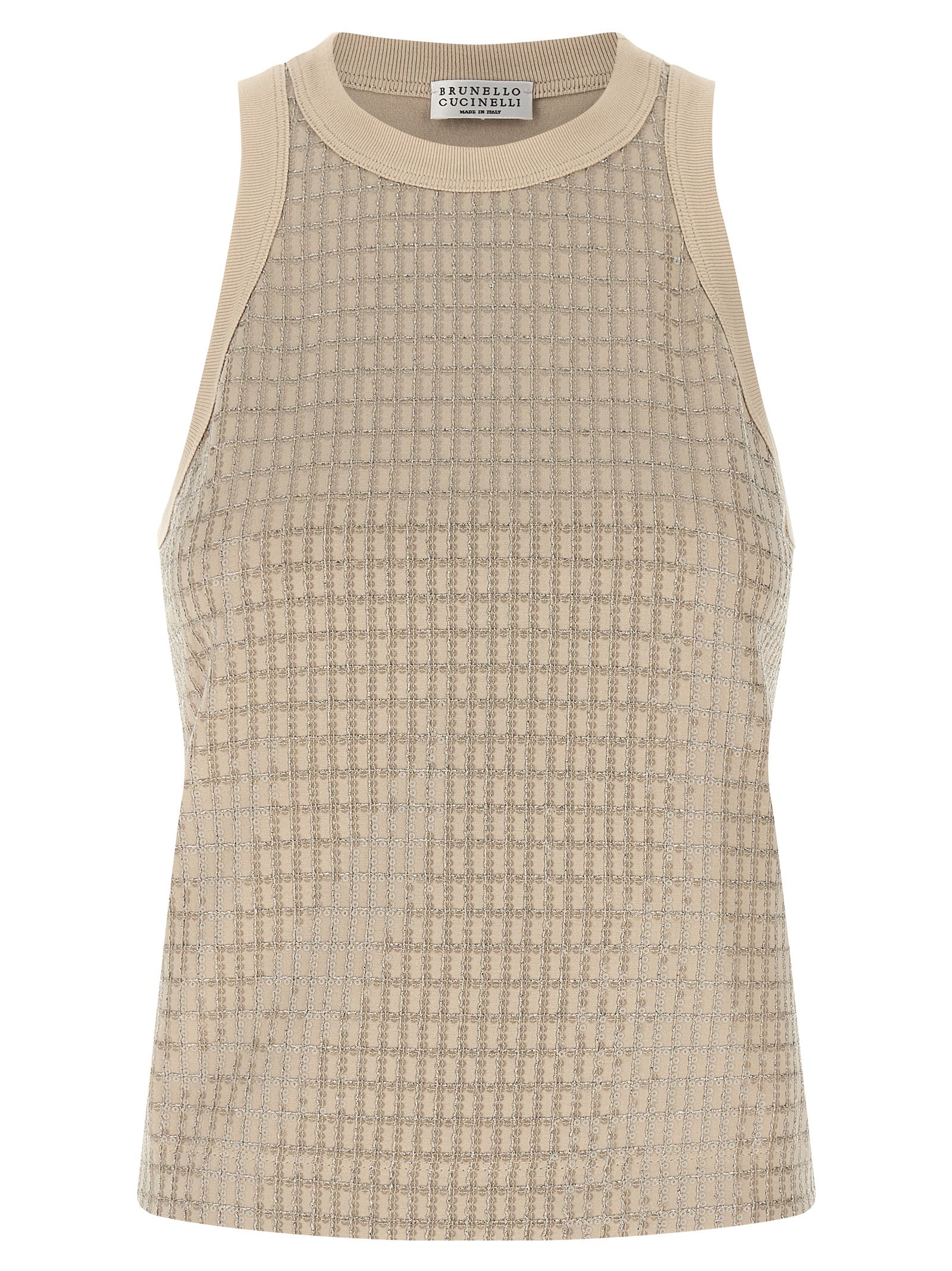 Brunello Cucinelli Women's Dazzling Check Embroidery Top
