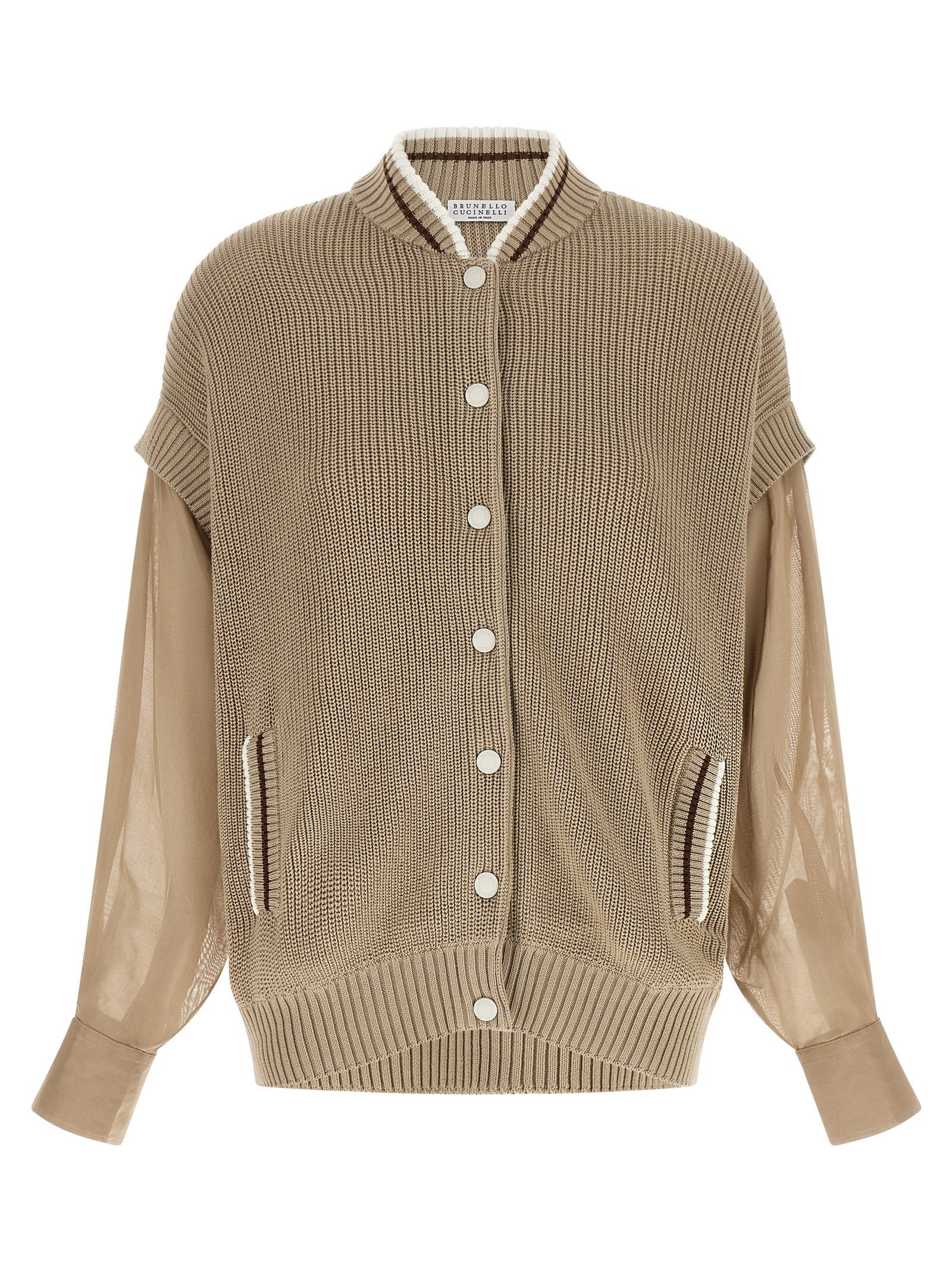 Brunello Cucinelli Women's Organza Sleeve Cardigan
