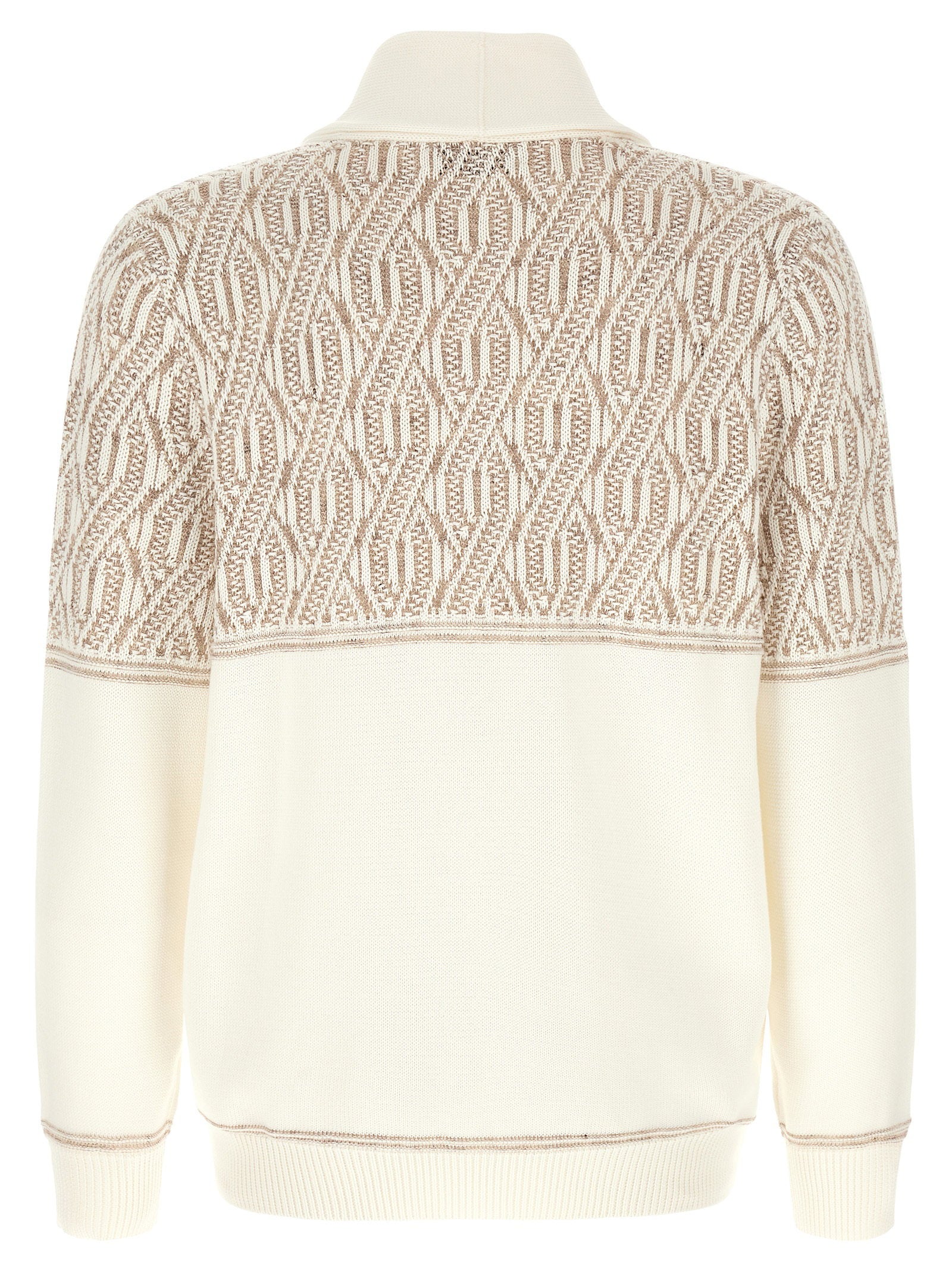 Brunello Cucinelli Men's Braided Jacquard Shoulders Cardigan