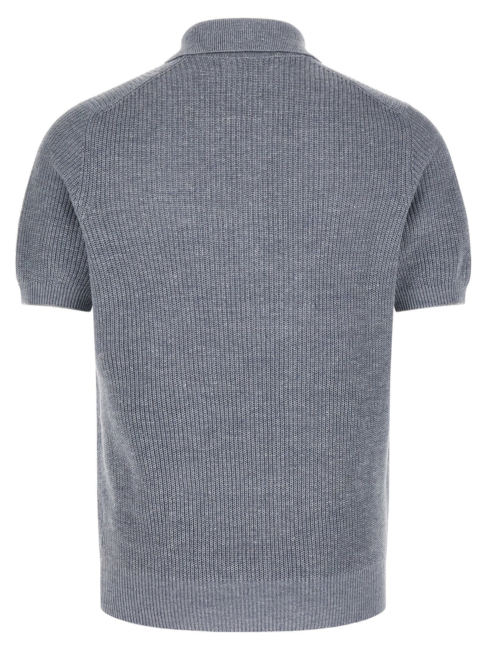 Brunello Cucinelli Men's English Half-Ribbed Polo Shirt