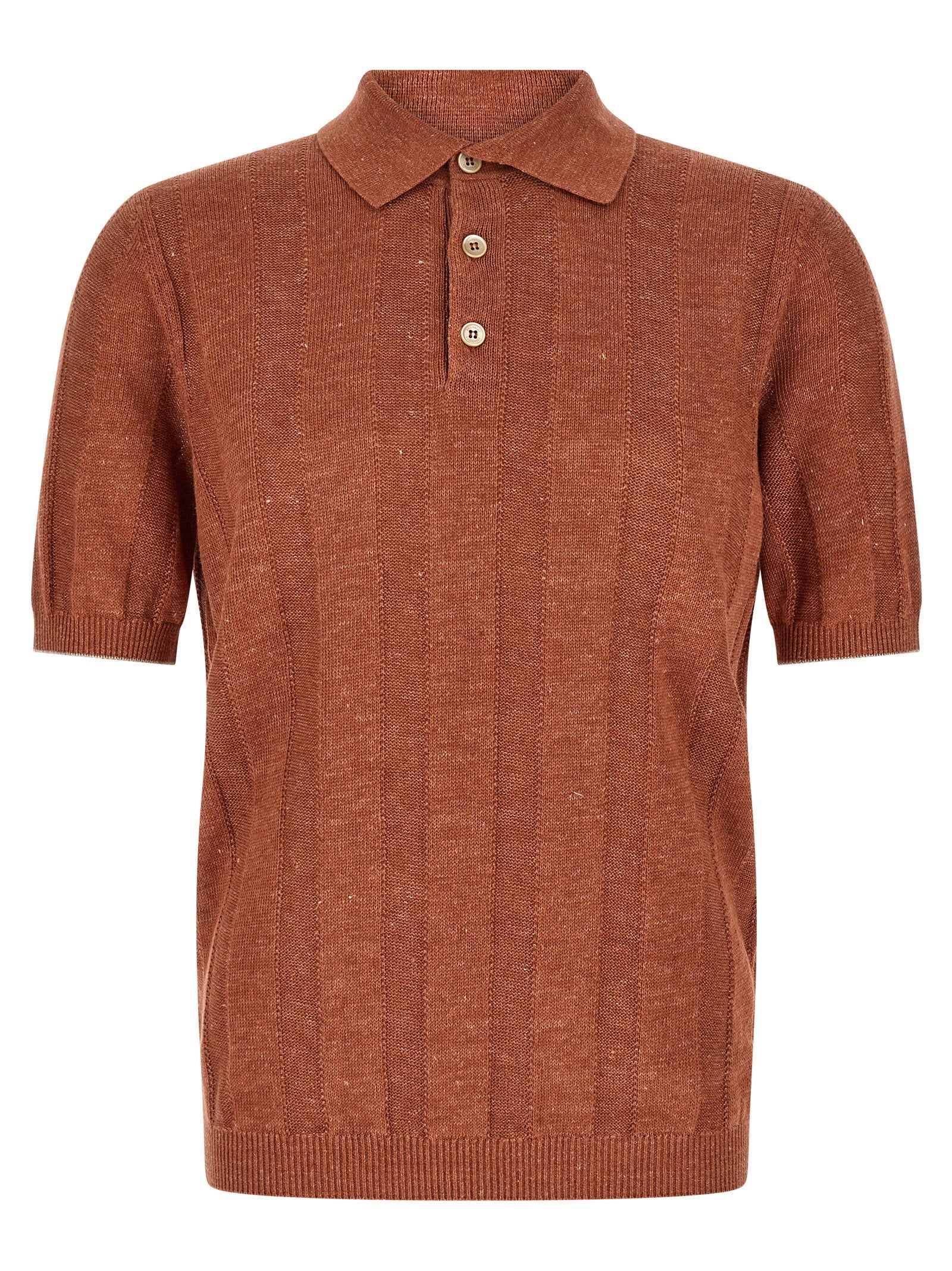 Brunello Cucinelli Men's Wide Ribbed Polo Shirt