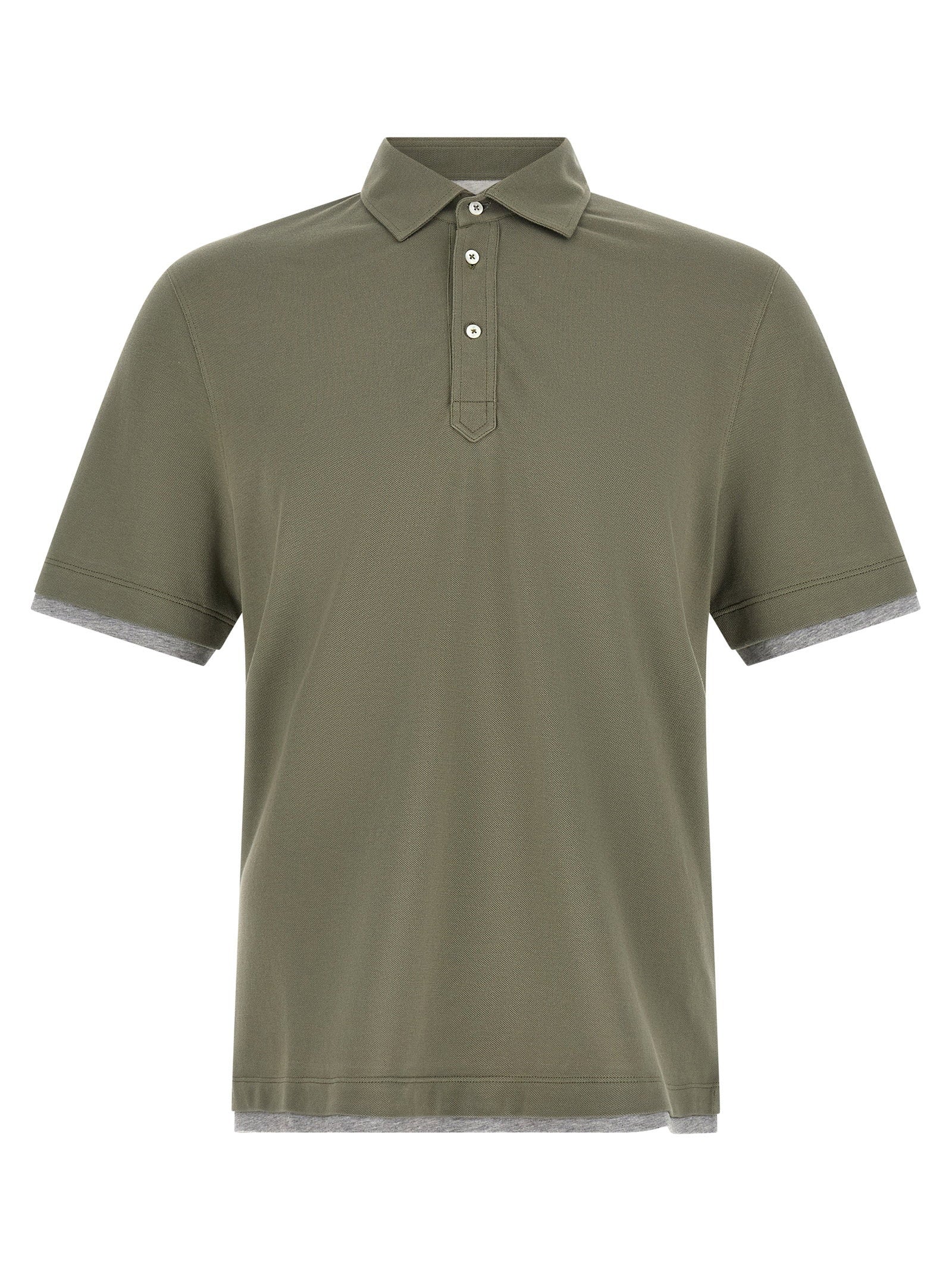 Brunello Cucinelli Men's Faux Layering Polo Shirt