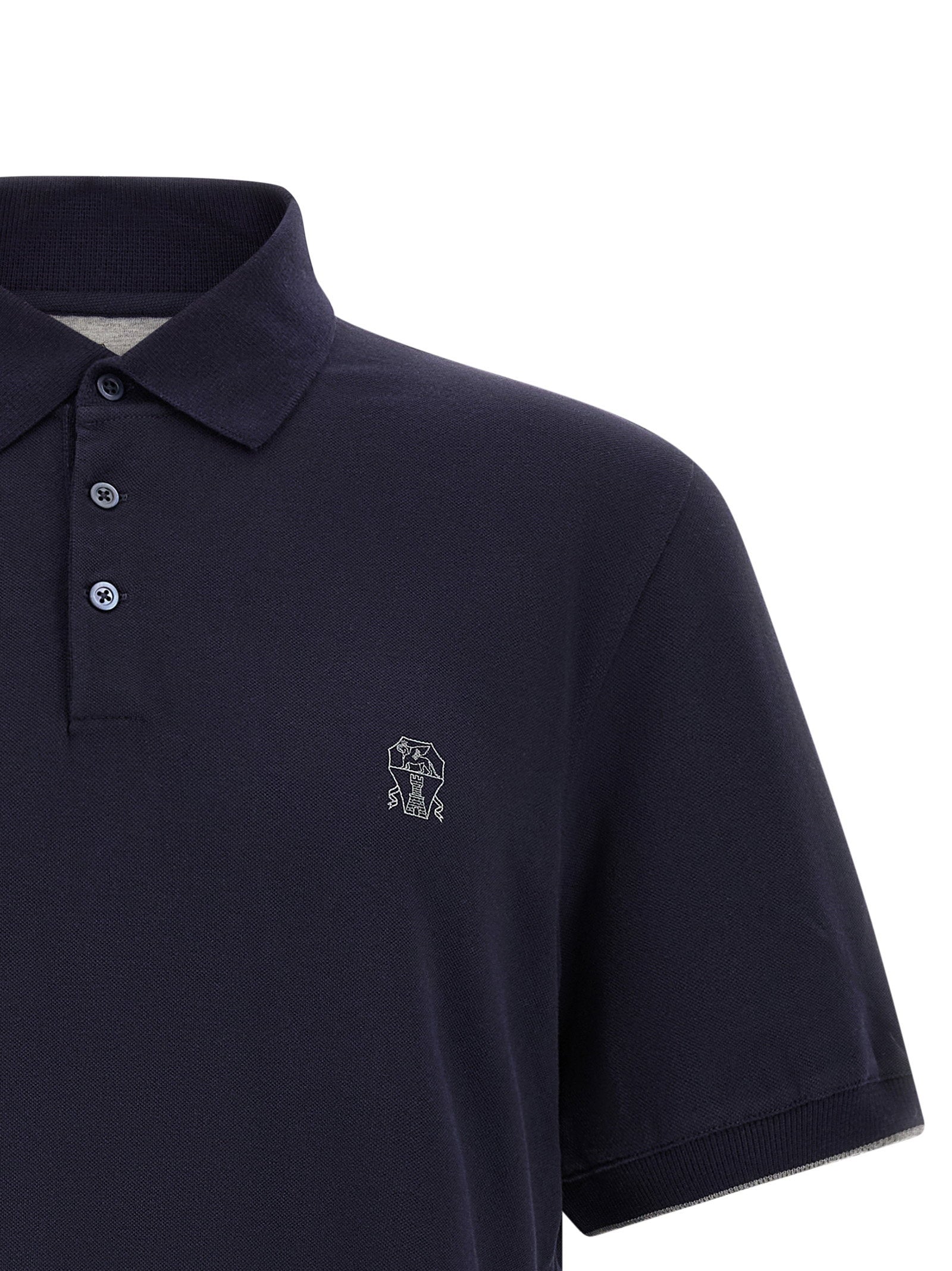 Brunello Cucinelli Men's Logo Piqué Polo Shirt