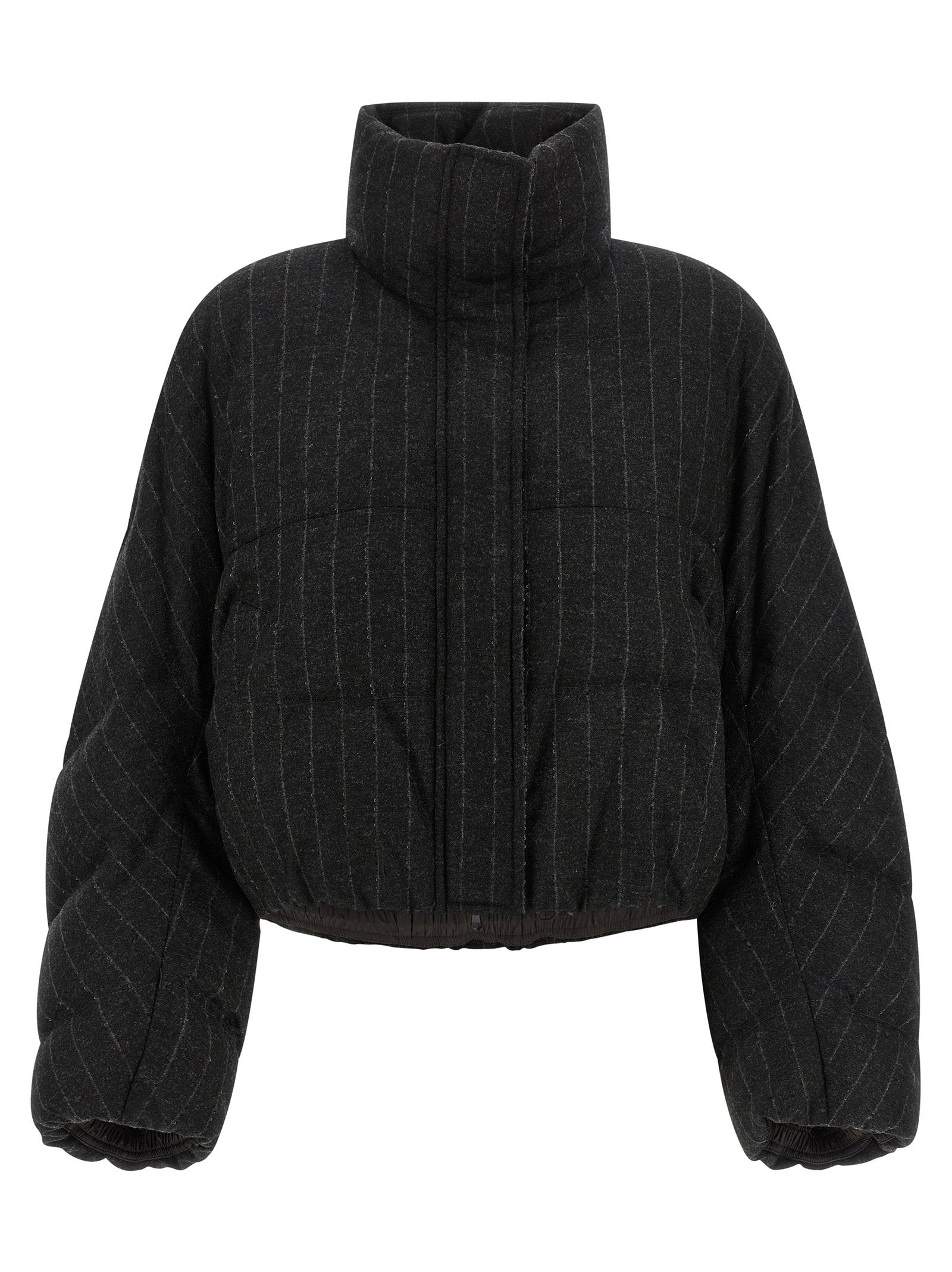 Brunello Cucinelli Women's Micro Sequin Pinstriped Crop Down Jacket