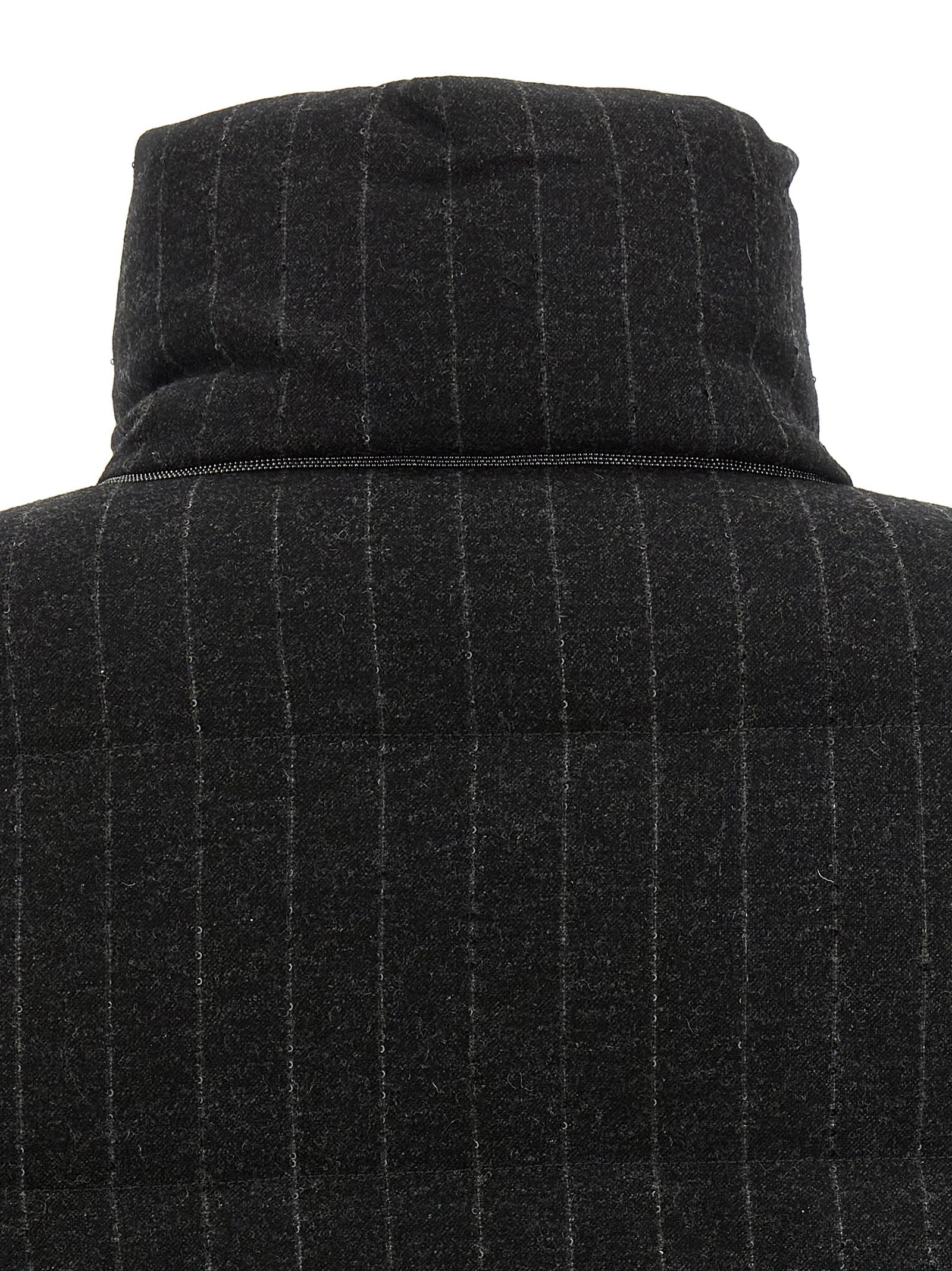 Brunello Cucinelli Women's Micro Sequin Pinstriped Crop Down Jacket