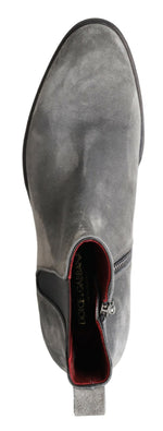 Dolce & Gabbana Elegant Gray Chelsea Leather Men's Boots